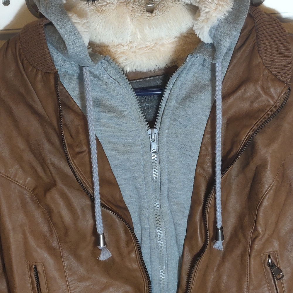 Sweatshirt Faux-leather Jacket - Picture 2 of 4